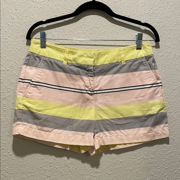 LOFT Yellow and Pink Striped Women's Shorts - Picture 1 of 6